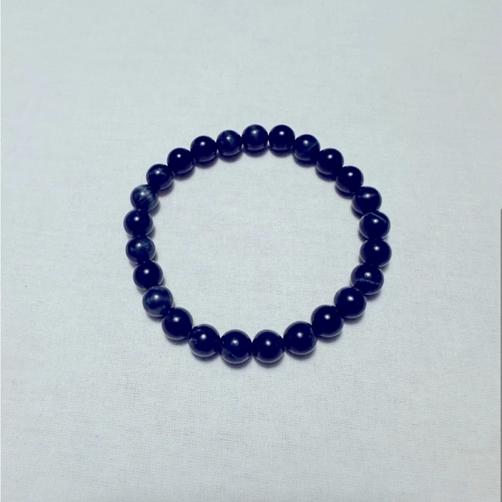 Dark Blue Tigers Eye Ball/Bead Stretchable Bracelet